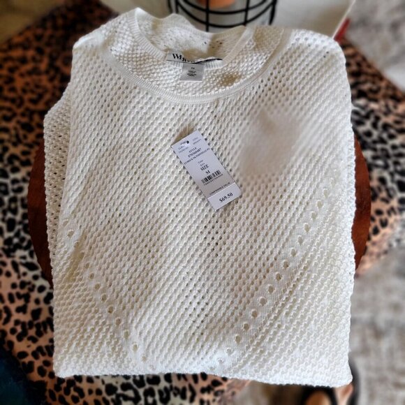 Outlet WHBM Mock Neck Pointelle Pullover Style 570360487- Sz M - Picture 5 of 7